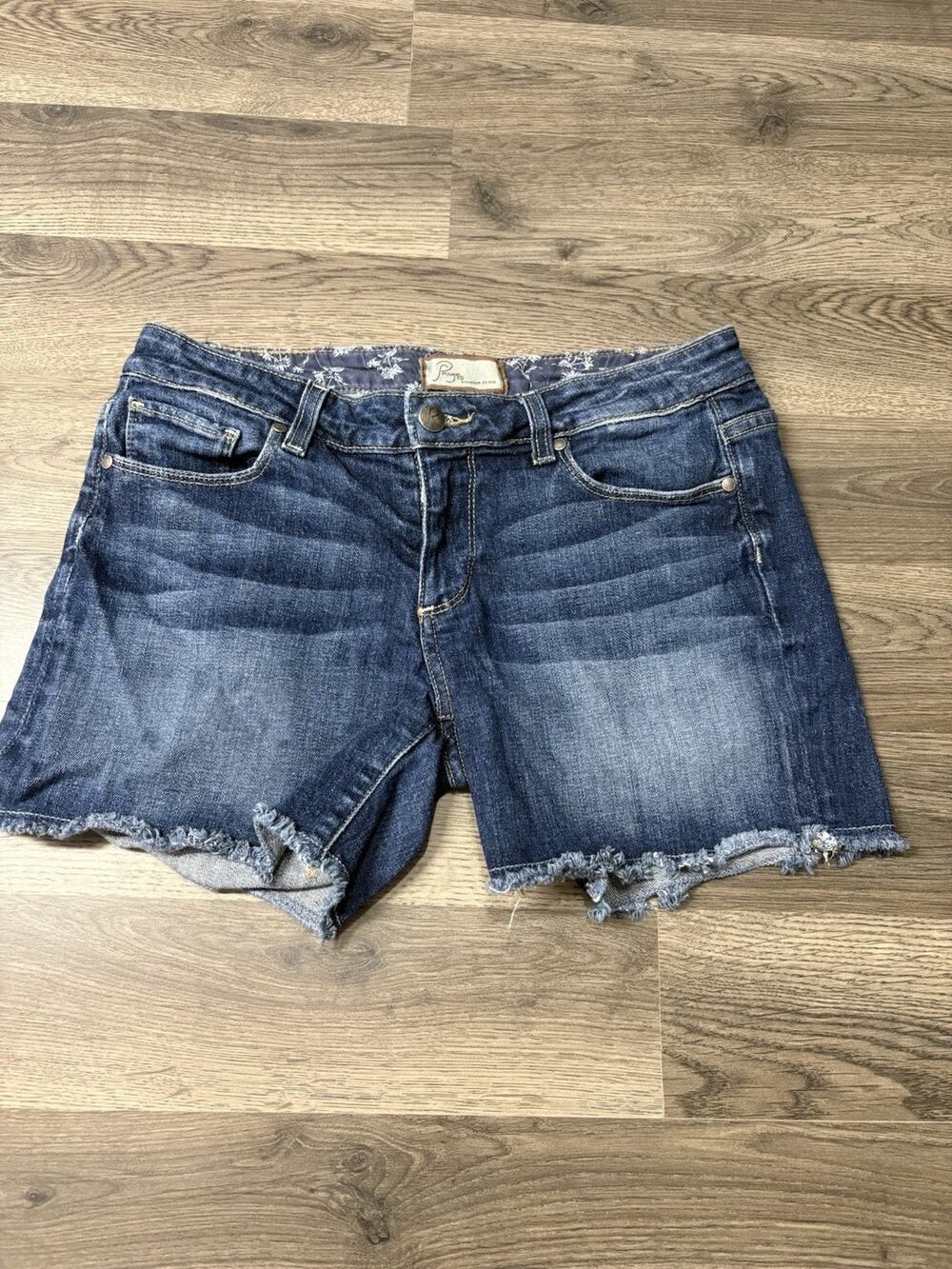 Paige Jimmy Jimmy Cutoff Denim Shorts Women’s Size 26 Blue Raw Hem Stretch